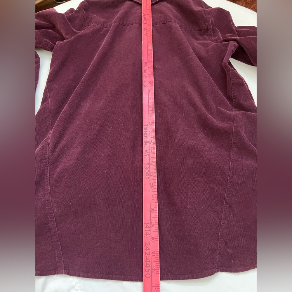 J Jill Corduroy Shirt Tunic Size LARGE TALL Button Front Wine Burgundy - Picture 13 of 15